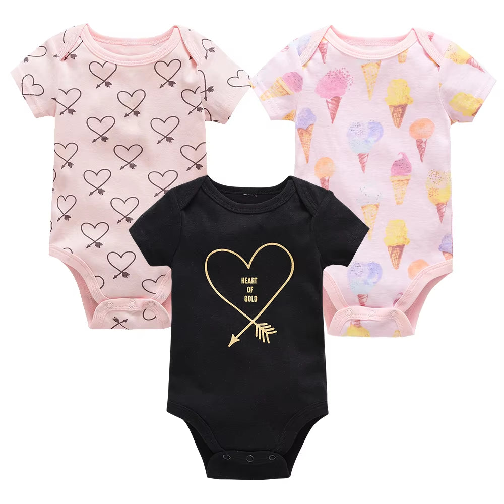 Charming Cotton Short Sleeve Bodysuits for Newborns and Toddlers - 3 to 6 Pack Options Available