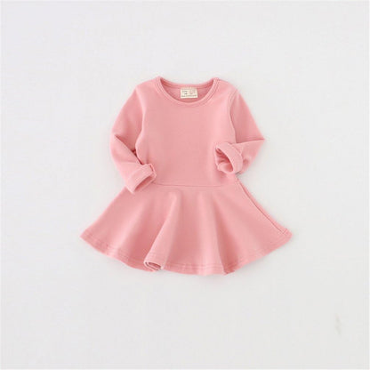 Charming Long Sleeve Pink Cotton Ruffle Dress for Toddler Girls - A Perfect Blend of Comfort and Style for Every Occasion!