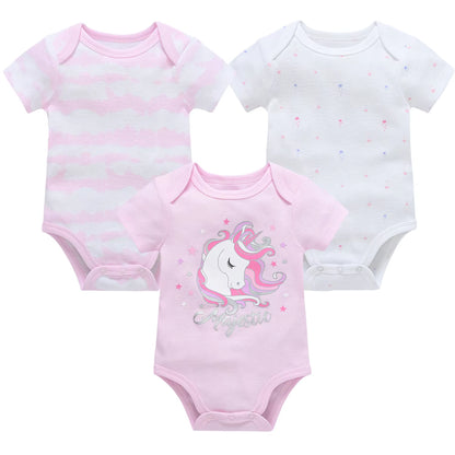 Charming Cotton Short Sleeve Bodysuits for Newborns and Toddlers - 3 to 6 Pack Options Available