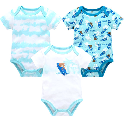 Charming Cotton Short Sleeve Bodysuits for Newborns and Toddlers - 3 to 6 Pack Options Available