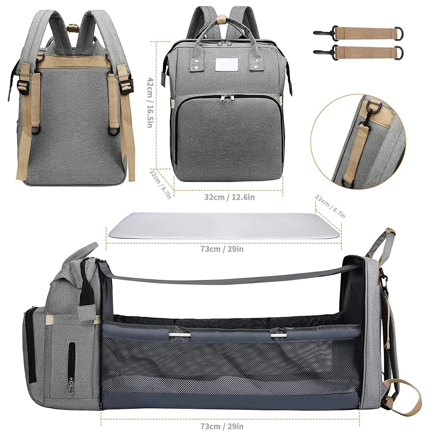 Chic and Versatile Baby Diaper Bag Backpack - The Ultimate Stroller Companion for Modern Moms