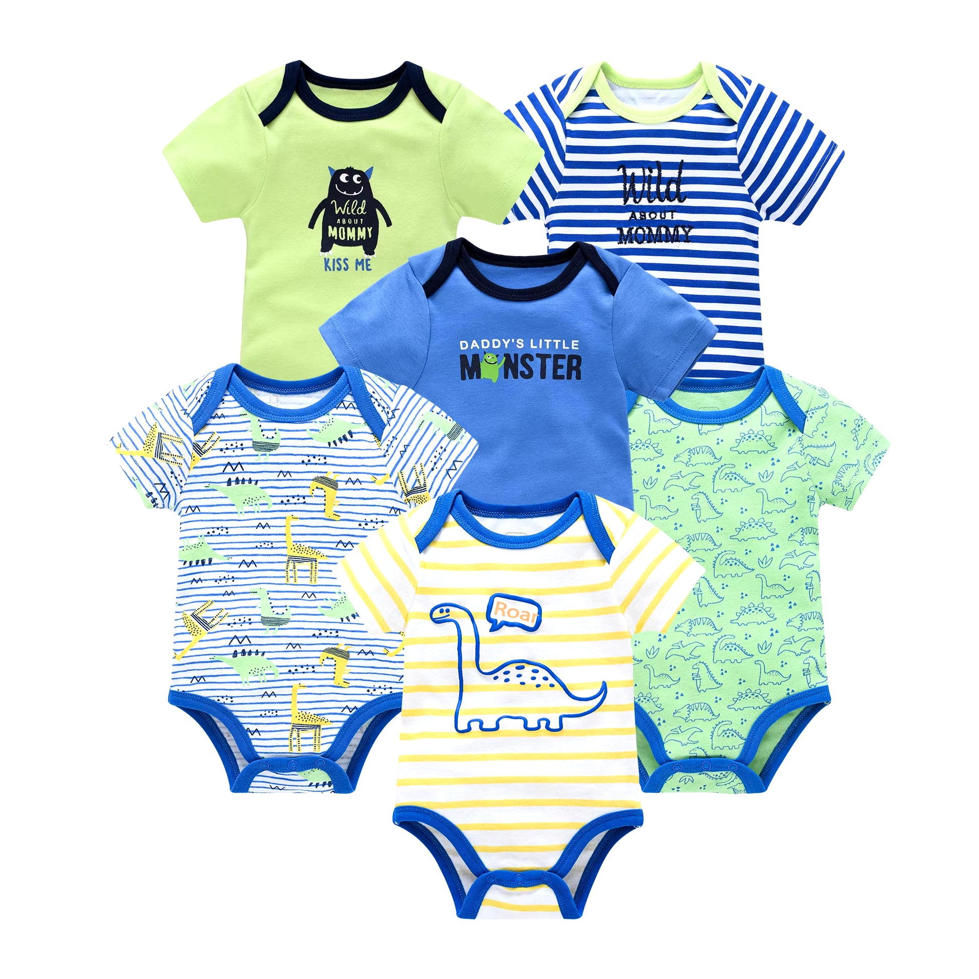 Charming Cotton Short Sleeve Bodysuits for Newborns and Toddlers - 3 to 6 Pack Options Available