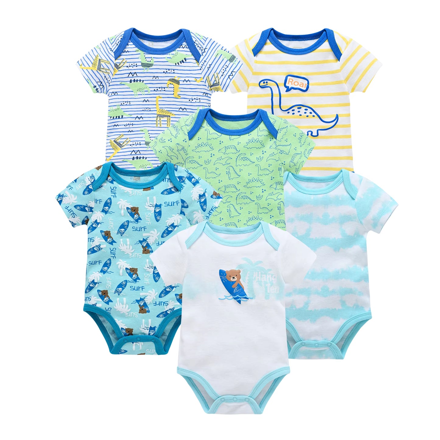 Charming Cotton Short Sleeve Bodysuits for Newborns and Toddlers - 3 to 6 Pack Options Available