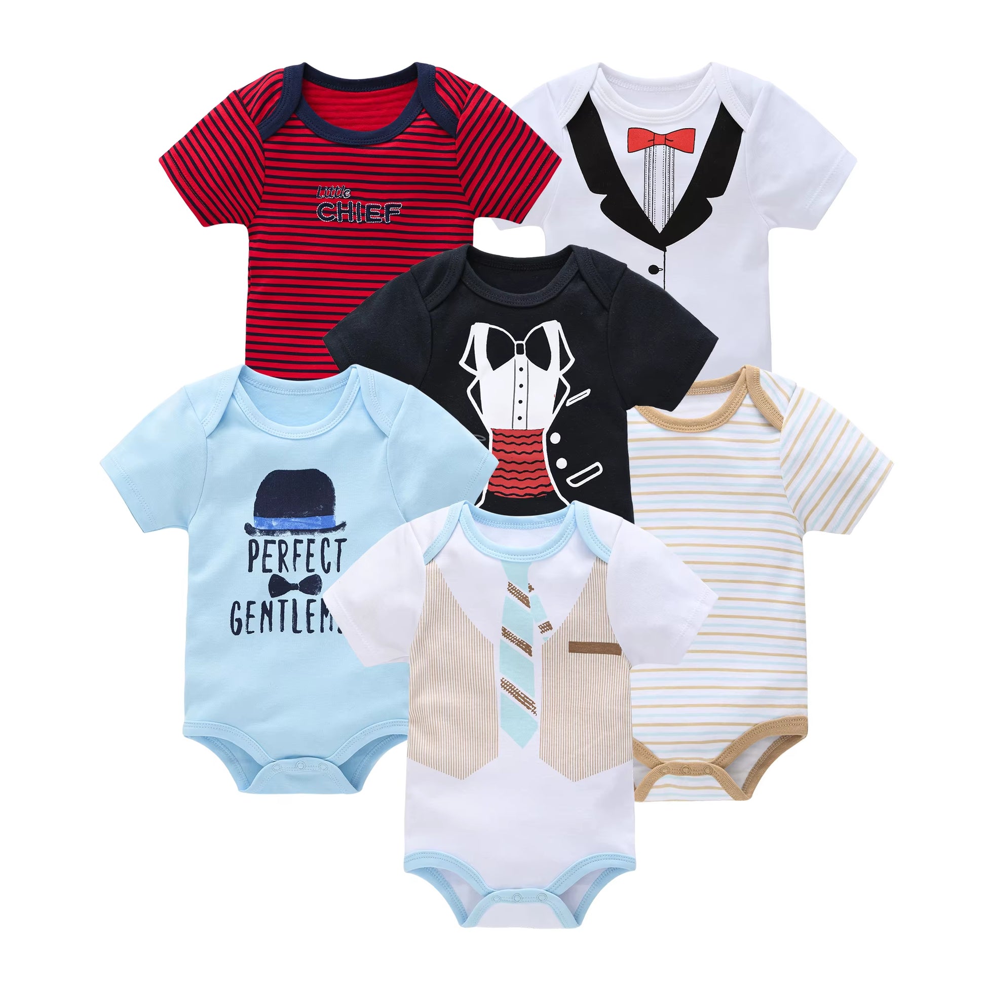 Charming Cotton Short Sleeve Bodysuits for Newborns and Toddlers - 3 to 6 Pack Options Available