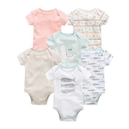 Charming Cotton Short Sleeve Bodysuits for Newborns and Toddlers - 3 to 6 Pack Options Available