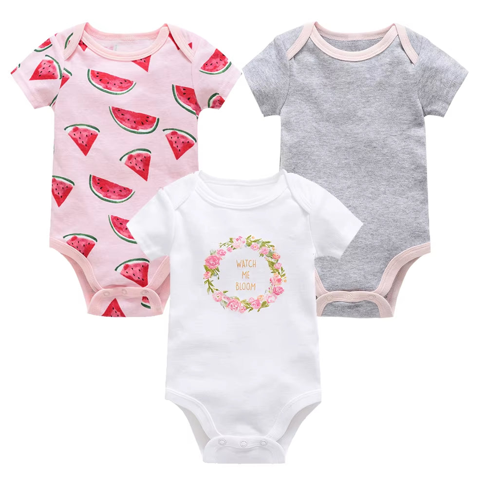 Charming Cotton Short Sleeve Bodysuits for Newborns and Toddlers - 3 to 6 Pack Options Available