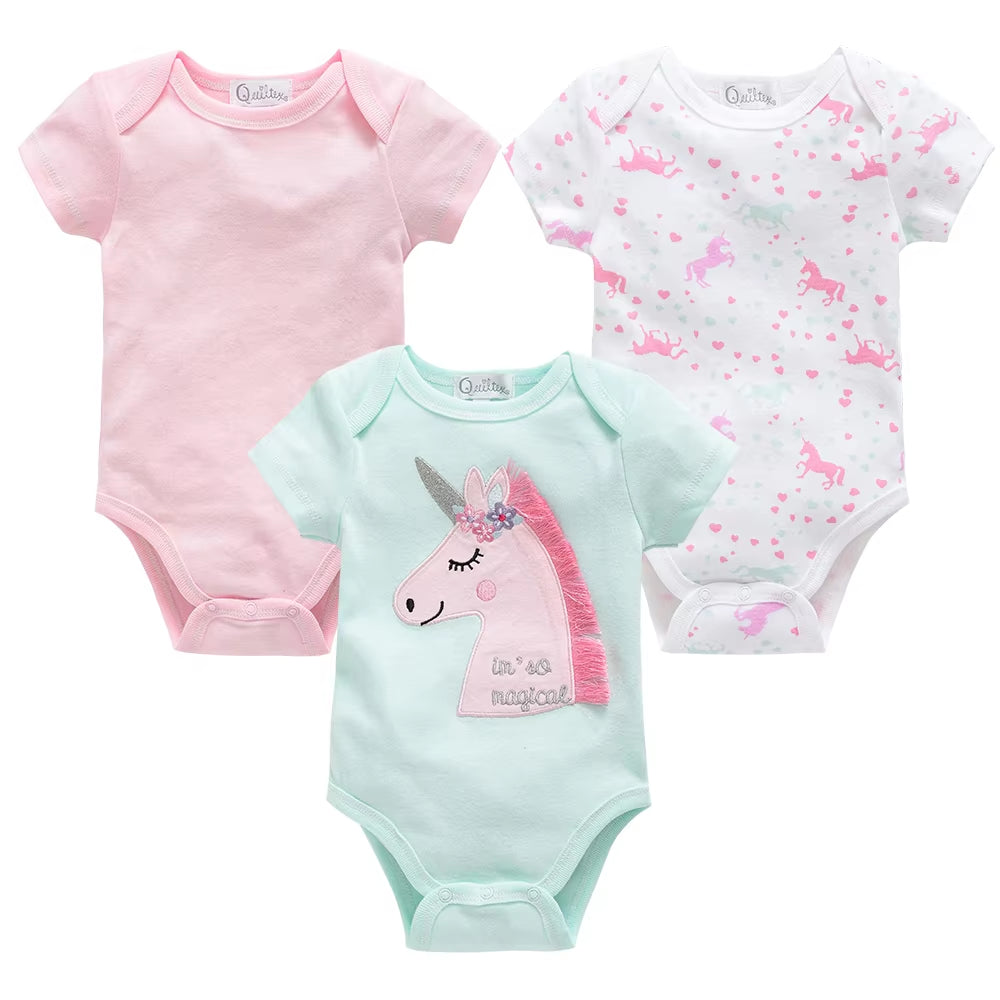 Charming Cotton Short Sleeve Bodysuits for Newborns and Toddlers - 3 to 6 Pack Options Available