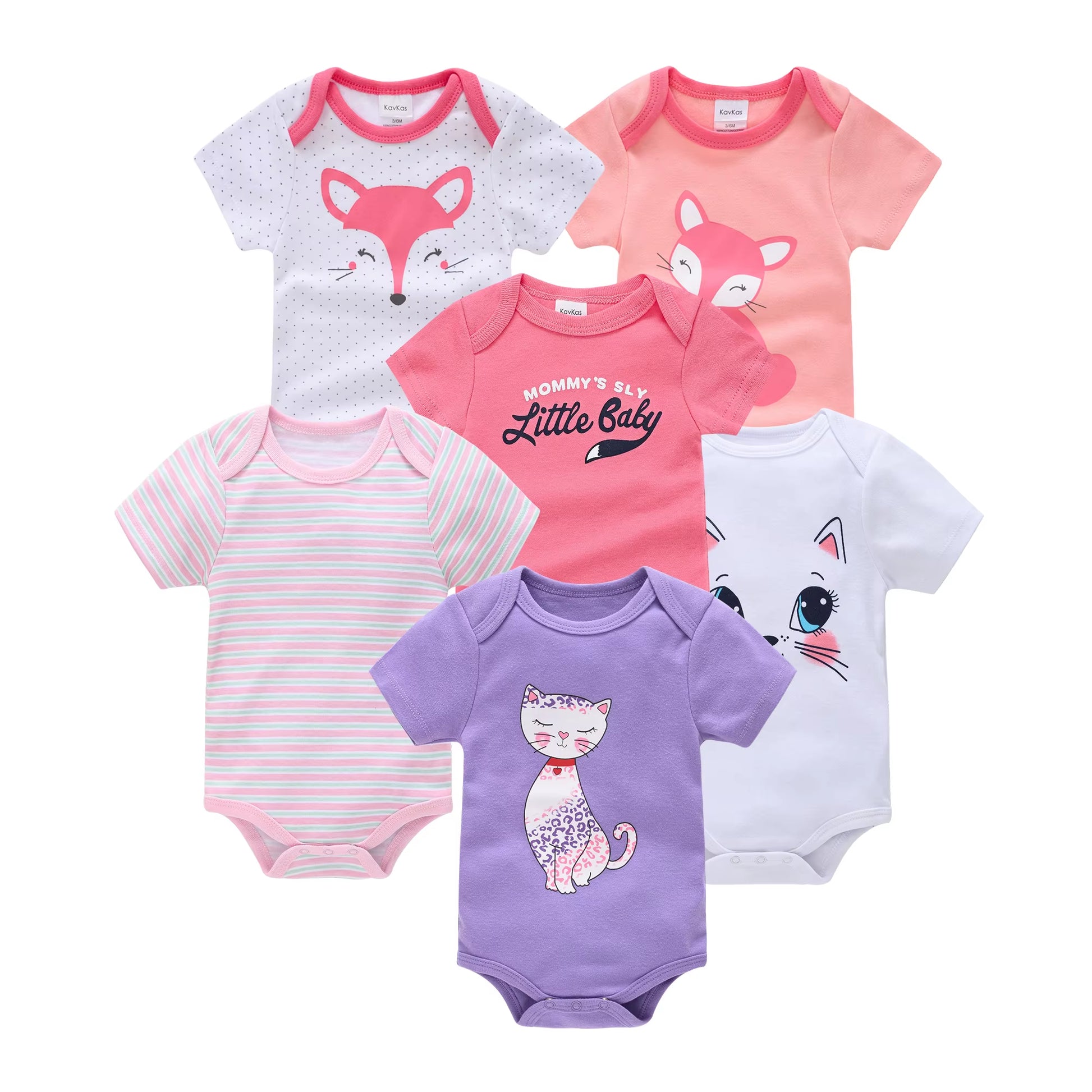 Charming Cotton Short Sleeve Bodysuits for Newborns and Toddlers - 3 to 6 Pack Options Available