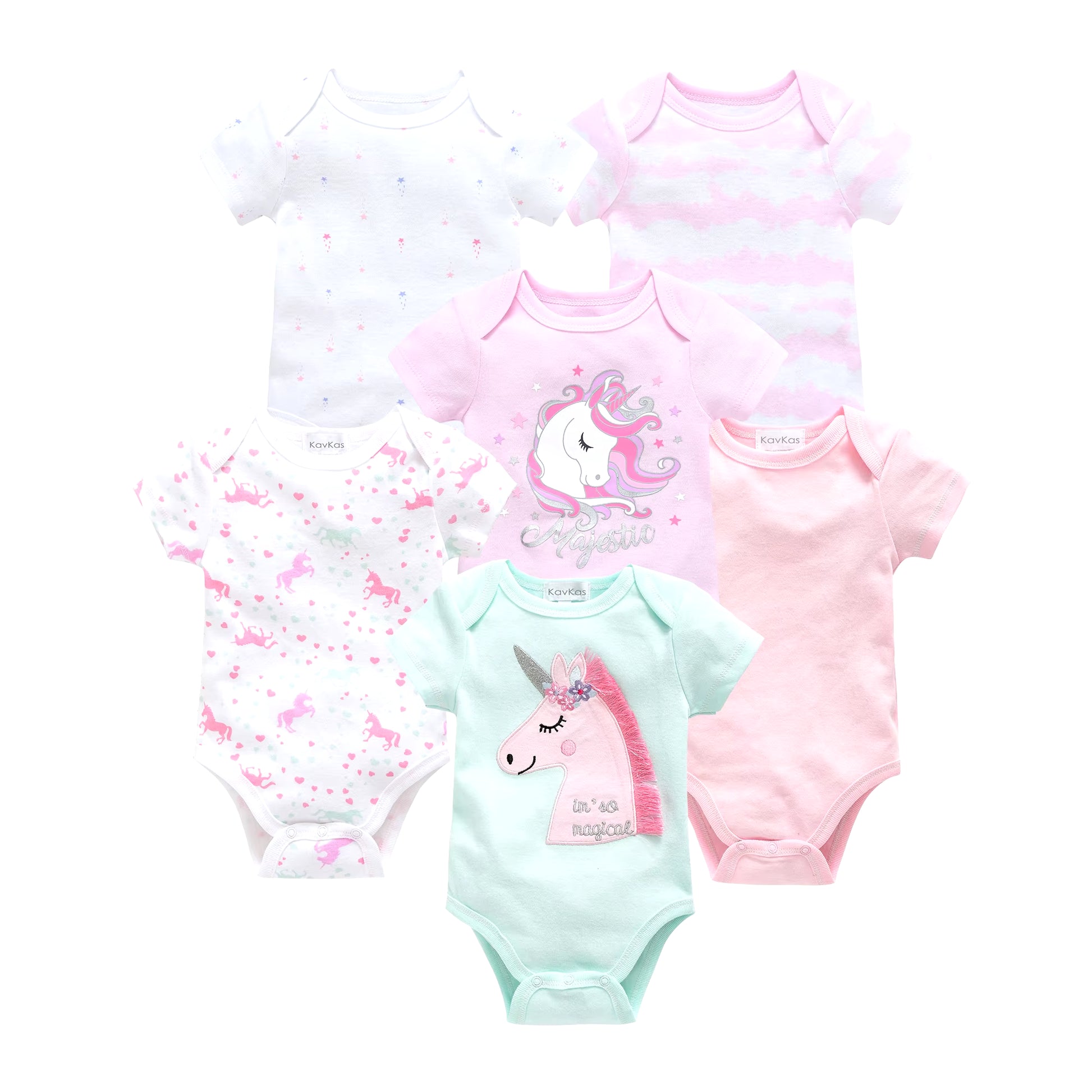 Charming Cotton Short Sleeve Bodysuits for Newborns and Toddlers - 3 to 6 Pack Options Available