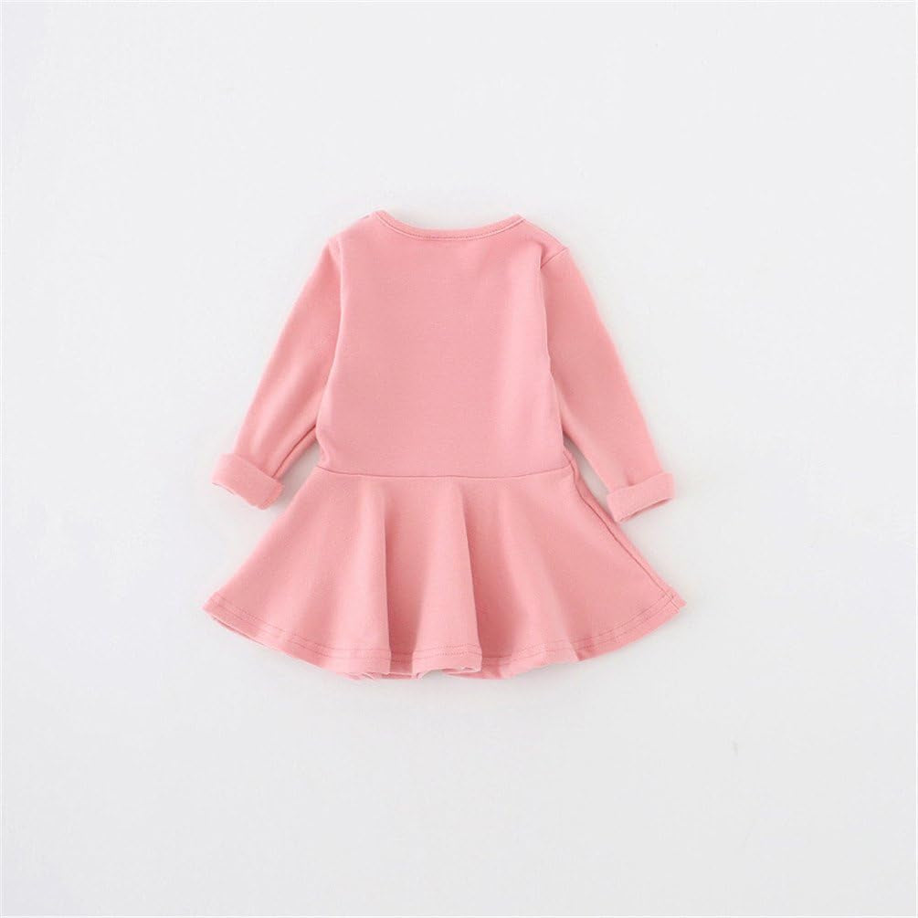 Charming Long Sleeve Pink Cotton Ruffle Dress for Toddler Girls - A Perfect Blend of Comfort and Style for Every Occasion!