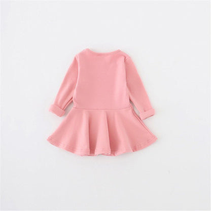 Charming Long Sleeve Pink Cotton Ruffle Dress for Toddler Girls - A Perfect Blend of Comfort and Style for Every Occasion!