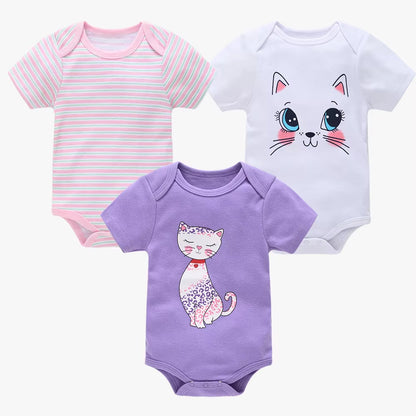 Charming Cotton Short Sleeve Bodysuits for Newborns and Toddlers - 3 to 6 Pack Options Available