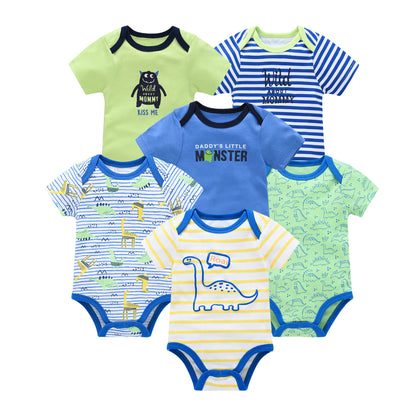 Charming Cotton Short Sleeve Bodysuits for Newborns and Toddlers - 3 to 6 Pack Options Available