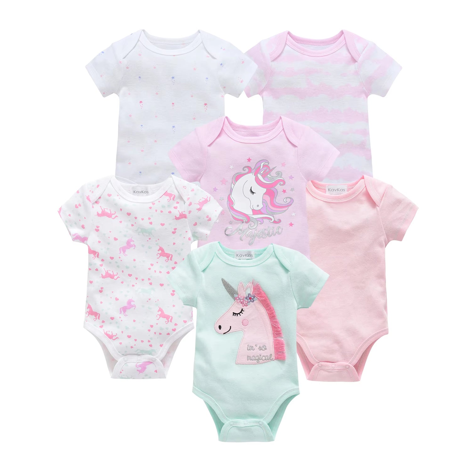 Charming Cotton Short Sleeve Bodysuits for Newborns and Toddlers - 3 to 6 Pack Options Available