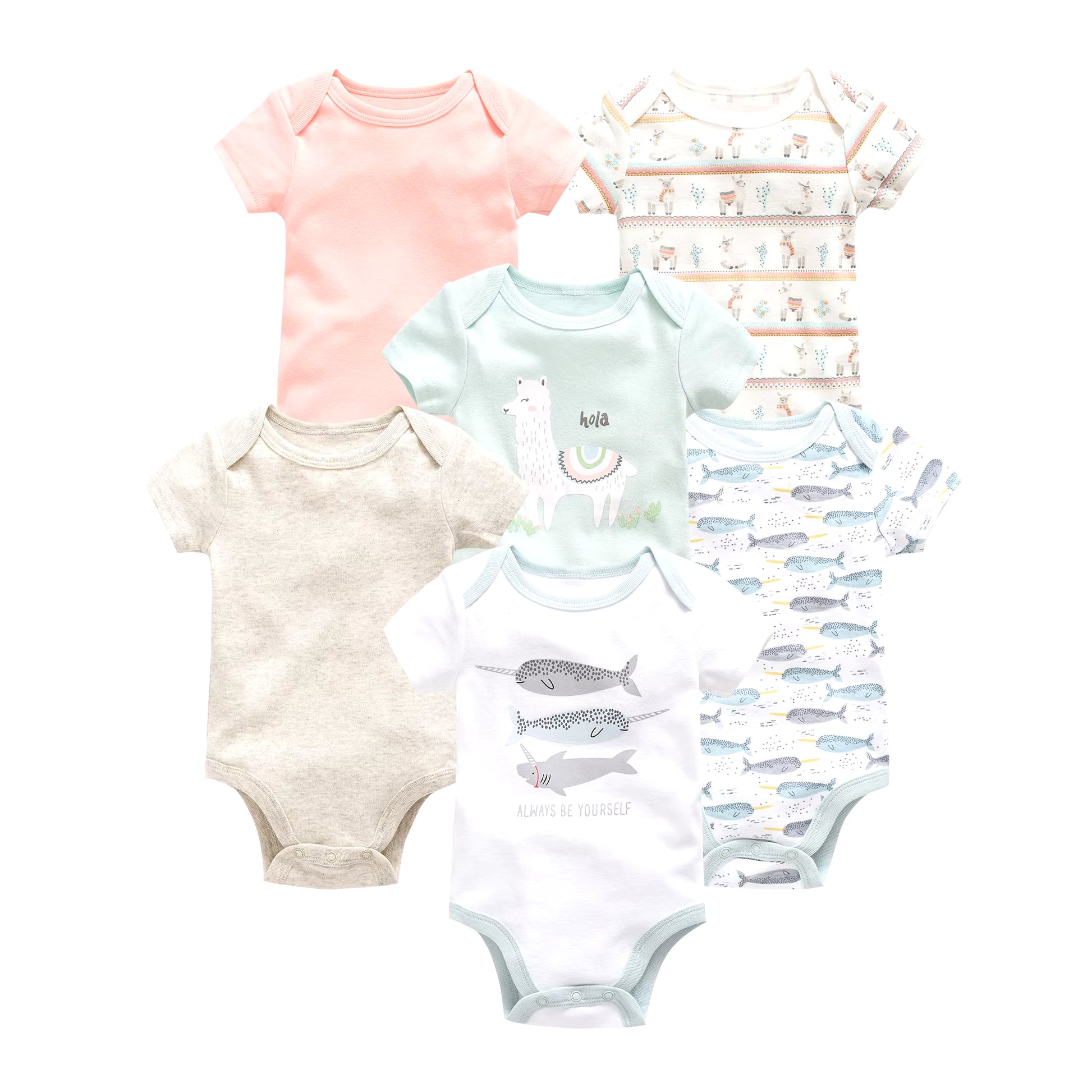 Charming Cotton Short Sleeve Bodysuits for Newborns and Toddlers - 3 to 6 Pack Options Available